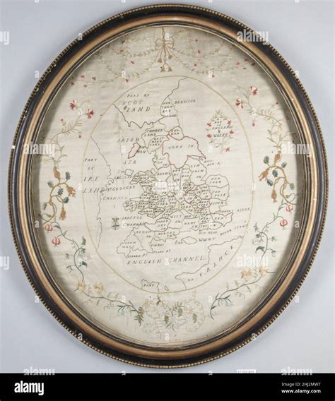 Embroidered Map Sampler Late 18thearly 19th Century British Working An