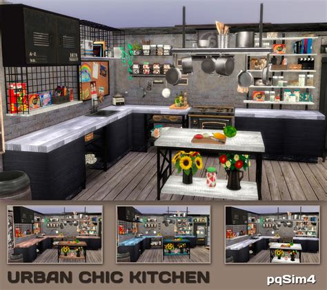 Sims 4 Ccs The Best Urban Chic Kitchen Set By Pqsim4