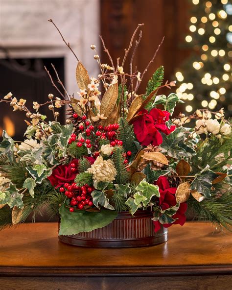 Vintage Holiday Silk Flower Centerpiece at Officescapesdirect.com