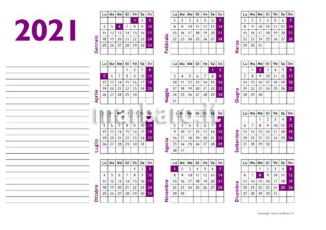 Los calendarios son fáciles de guardar como documento pdf o imprimir; Calendario 2021 da stampare con le festività da scaricare in PDF