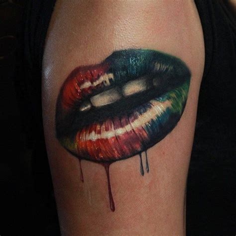Colorful Paint Lips Tattoo Best Tattoo Ideas Gallery Lip Tattoos