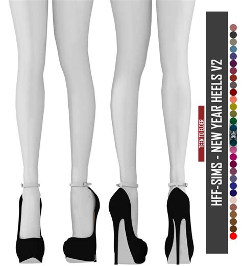 Sims 4 Cc Custom Content Shoes New Year Heels V2 Redheadsims Cc