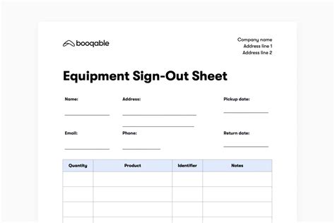 Equipment Sign Out Sheet What To Include Free Template Booqable