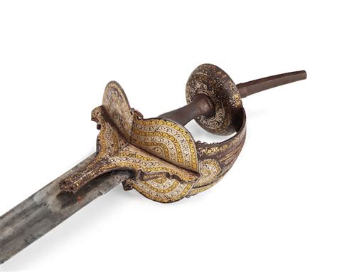 bonhams a gold and silver koftgari steel sword firangi south india 17th 18th century