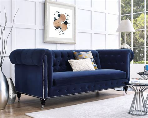 Hanny Navy Blue Velvet Sofa From Tov Coleman Furniture
