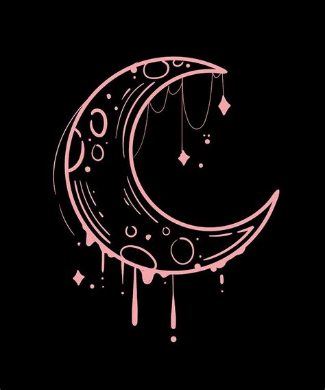 Aesthetic Moon Lover Kawaii Pastel Goth Moon Digital Art By Maximus