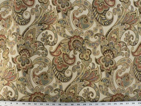 Drapery Upholstery Fabric Woven Jacquard Paisley Floral Multi Ivory