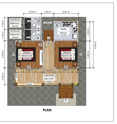 Myhouseplanshop High Floor Wooden House Plan With 65 Square Meters Of