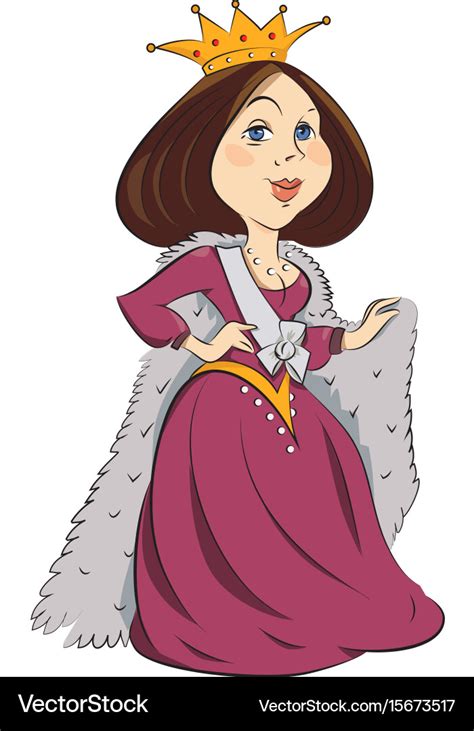 Cartoon Image Of Queen With Crown Royalty Free Vector Image