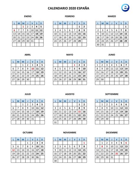 Calendario 2020 Más De 100 Plantillas Para Descargar E Imprimir