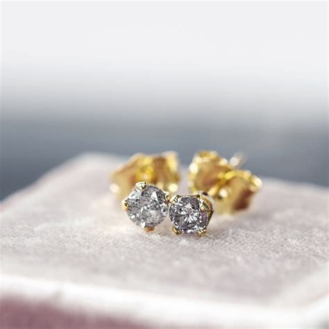 Real Diamond Stud Earrings Grey Diamond Studs