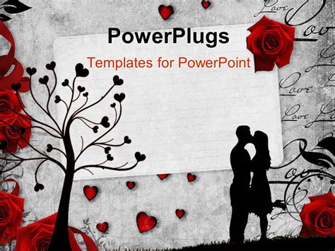 Powerpoint Template Romantic Vintage Background With Red Roses And