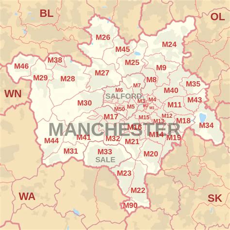 Manchester Postcode Information List Of Postal Codes Uk