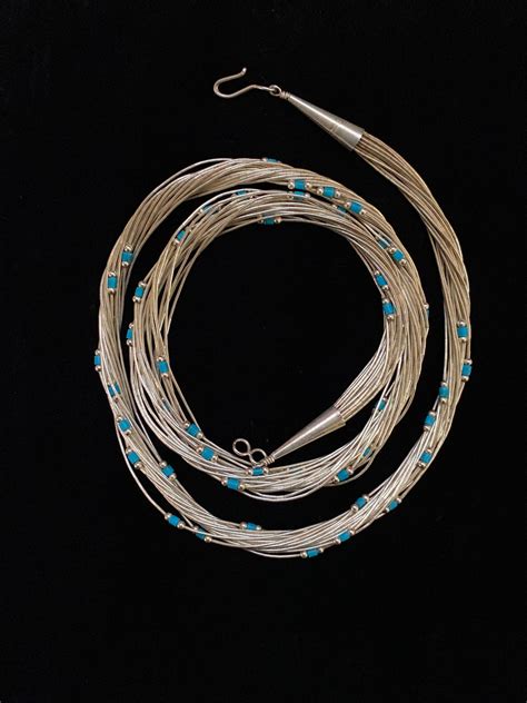 Lovely Southwest Liquid Silver Turquoise 20 Strand Necklace