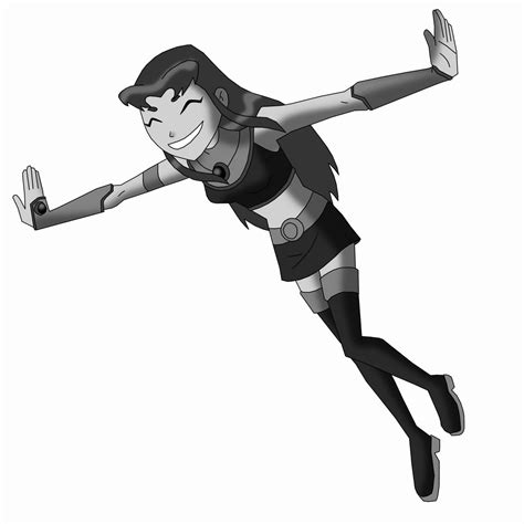 Starfire Flying Happily Monochromatic By Captainedwardteague On Deviantart