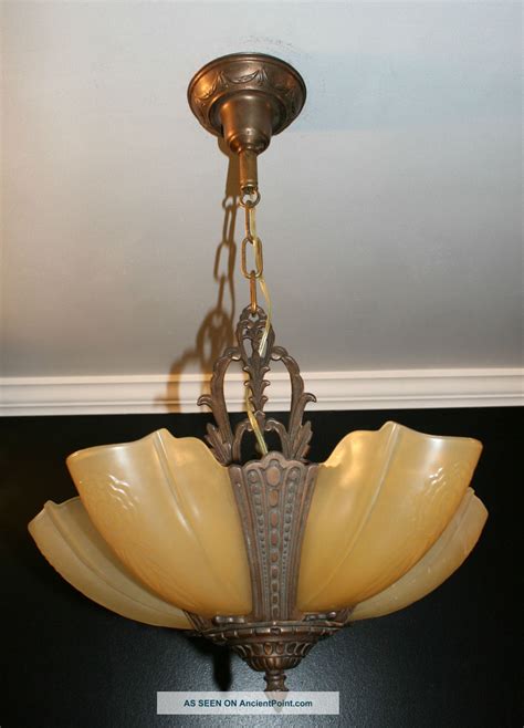 Browse our selection of art deco chandeliers, fixtures and art deco ceiling lighting at 1800lighting. Antique Vintage 5 Light Slip Shade Art Deco Light Fixture ...