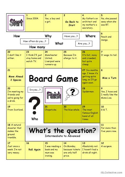 Board Game What´s The Questio English Esl Worksheets Pdf And Doc