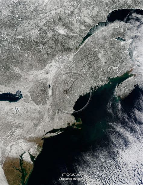 Satellite View Of Snow In The Northeastern United States Stocktrek