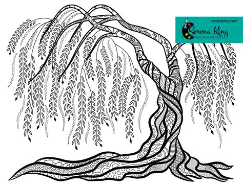 Weeping Willow Tree Coloring Page