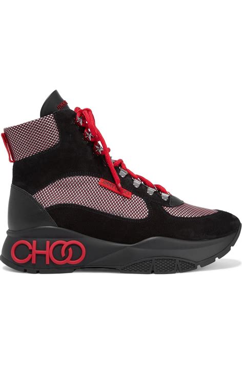 Jimmy Choo Inca Suede Mesh And Leather Platform Ankle Boots The Outnet