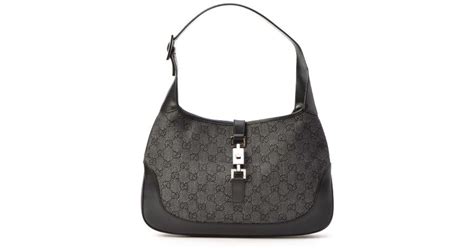 Lyst Gucci Preowned Black Gg Canvas Jackie Shoulder Bag In Black