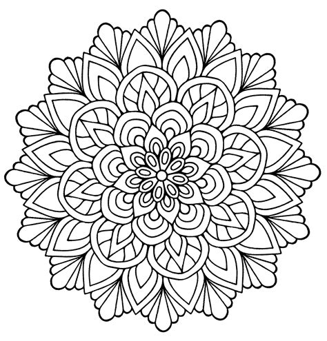 Mandala Flower With Leaves Mandalas Adult Coloring Pages