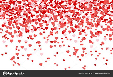 Heart Confetti Of Valentines Petals Falling On White Background Stock