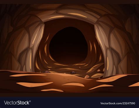 A Dark Stone Cave Royalty Free Vector Image Vectorstock