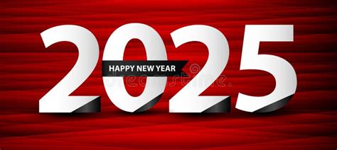 2025 Happy New Year Template 2025 Year Celebration Logo Vector On Red