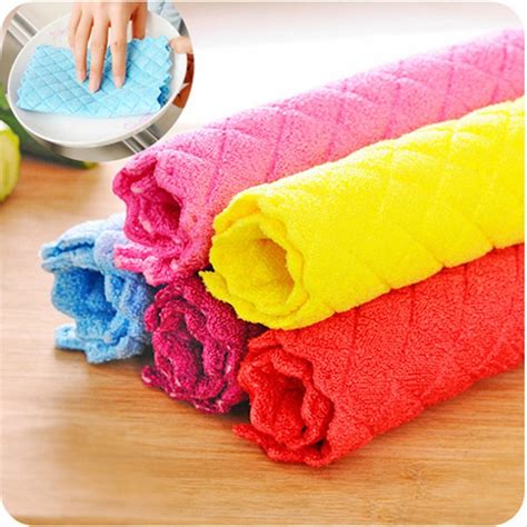 High Efficient Anti Grease Color Dish Cloth Bamboo Fiber Washing Towel