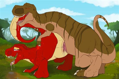 Rule 34 Bent Over Blush Crimson The T Rex Dinosaur Drooling Female Feral Forest Fuf Male