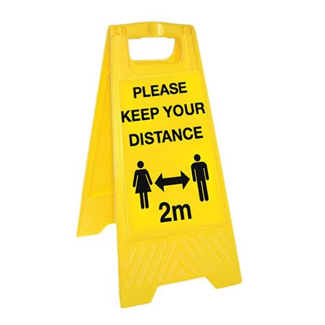 Please Keep Your Distance Yellow Free Standing Floor