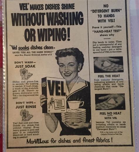 Vel Dish Soap Vintage Advertisements Old Ads Cleaning Dishes