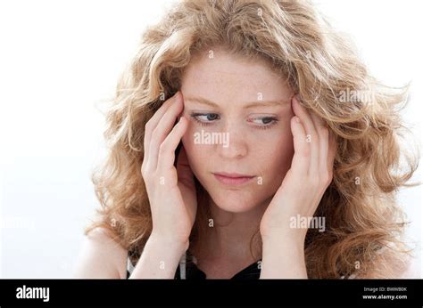 Woman Looking Worried Stock Photo Alamy