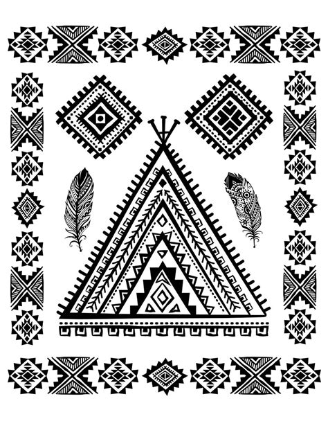 Native American Abstract Symbols And Feather Native American Adult