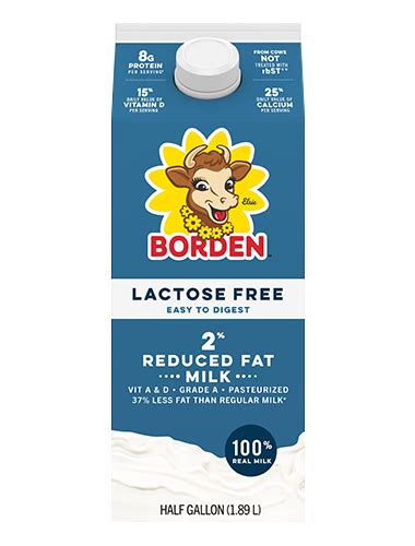 Lactose Free 2 Reduced Fat Milk Borden Dairy