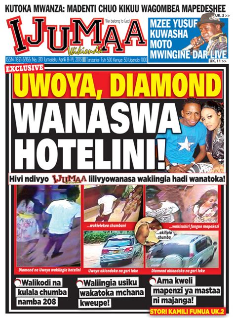 Gazeti La Ijumaa Waja Na Mpyauwoya Diamond Wanaswa Hotelini Udaku