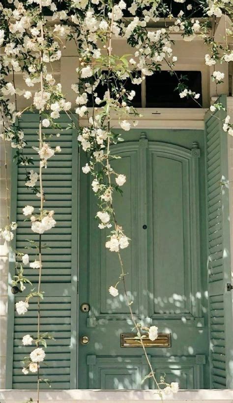 Beautiful Green Door With Flowers Aesthetic Home Idea Stunning