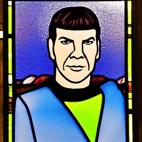 Portrait Of Spock With Blue Shirt Stained Glass Window Stable