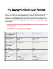 Thornell Eric Post Secondary Options Research Worksheet Post