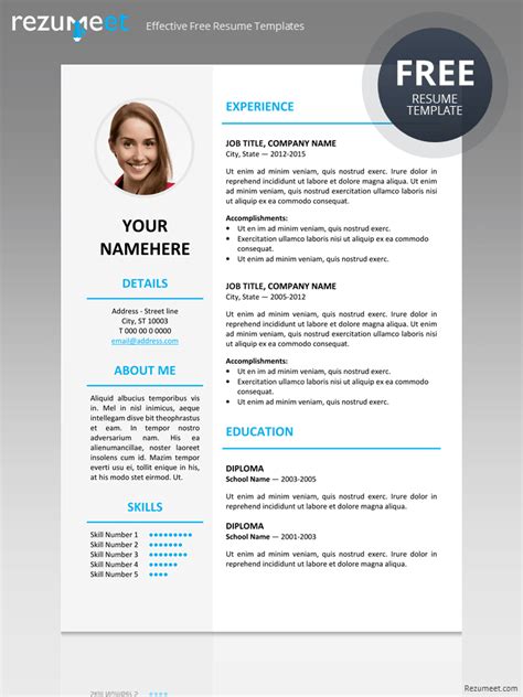 Free Resume Template With Elegant Design In Psd File
