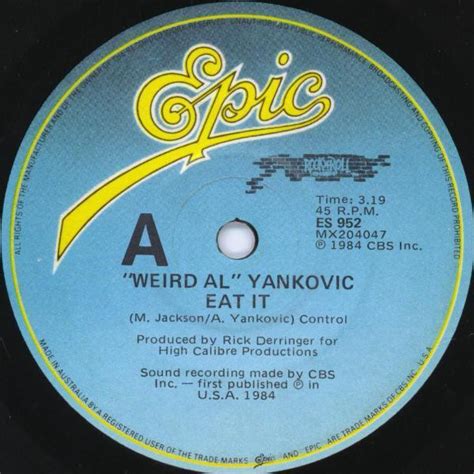 Weird Al Yankovic Eat It 7 Single Daddy Rich Records