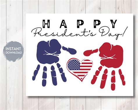 Presidents Day Handprint Template Digital Download Presidents Day