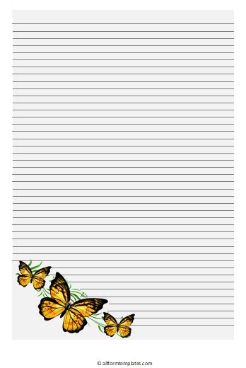 Butterfly Lined Paper All Form Templates