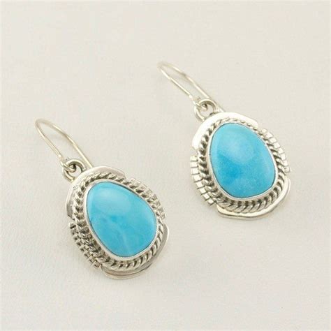 Sterling Silver Sleeping Beauty Turquoise Navajo Earrings