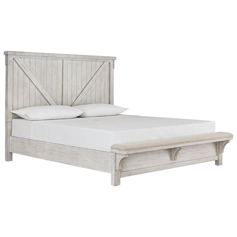 Upholstered with a polyester blend, it boasts a solid color that helps complement your current color palette, and sports tufted accents for a. Ashley Signature Design Brashland King Bed with Footboard ...