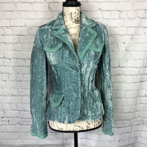 Anthropologie Jackets Coats Anthropologie Anna Sui Blue Textured