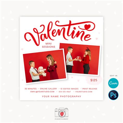 Valentine Mini Sessions Marketing Board Love Letters Strawberry Kit
