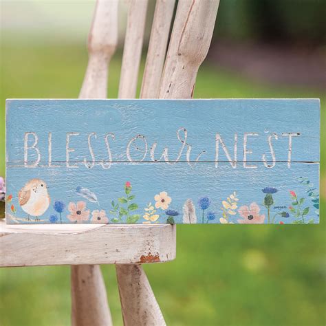 Bless Our Nest Wood Sign With Flowers The Weed Patch