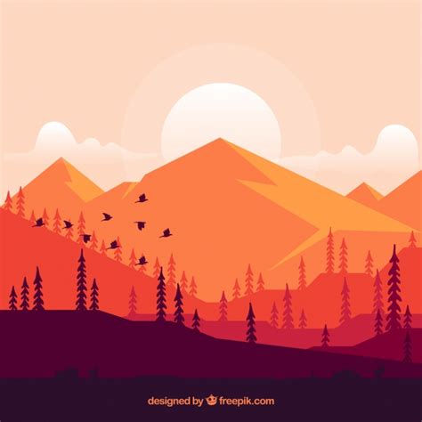 Background Of Mountains At Sunset Sunset Art Mountain Illustration
